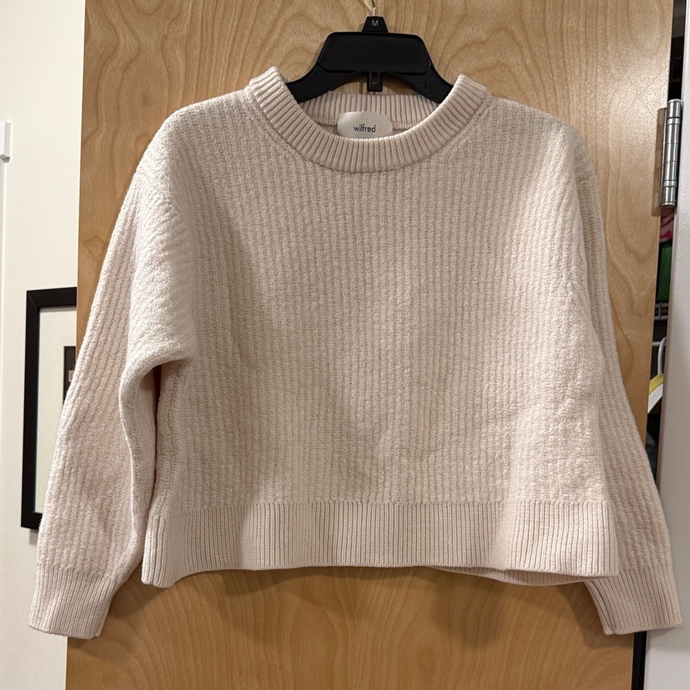 ARITIZA WILFRED IVORY MERINO WOOL CROPPED SWEATER,SIZE L